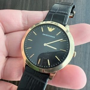 Emporio Armani Men’s Retro Black Leather Watch